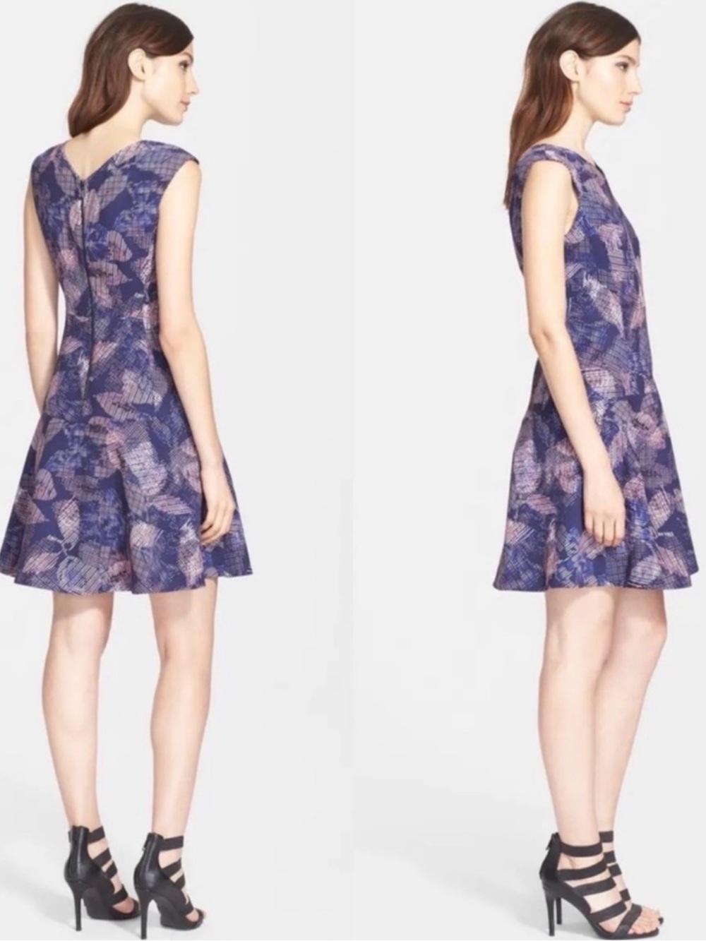 Rebecca Taylor sonic garden fit & flare dress pink purple blue size 6